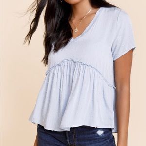 Plus Size Alia Clip Dot Babydoll Tee, Light Blue 3X